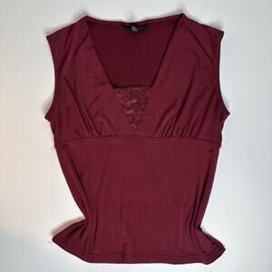 INC Womens Y2K 90s Babydoll Tank Top Sz M Lace Fairy Grunge Feminine Coquette